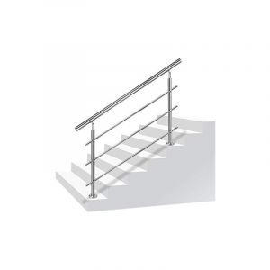 Naizy - Support de main Courante en acier inox Garde-corps avec 2 poteaux pour balcons escaliers intérieur et extérieur - 120cm 3 entretoises