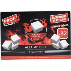 Allume-feu - SPAMEL - Lot de 32 - Blanc - Cire végétale - Bois de conifères
