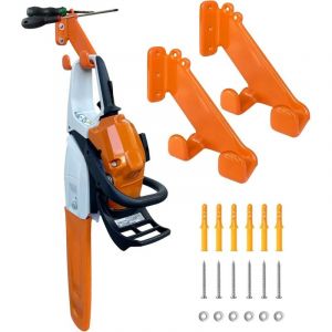 Support de tronçonneuse, lot de 2 supports muraux pour tronçonneuse, support de tronçonneuse robuste, rangement de garage, rangement de remise,