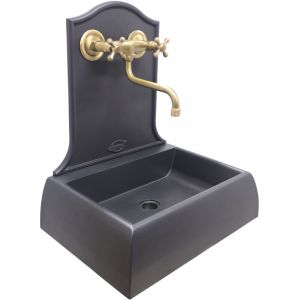 Fonderia Bongiovanni - Fontaine murale Marsiglia pour maison jardin balcon mur ext&eacute;rieur avec meuble &eacute;vier en laiton au choix : bruni