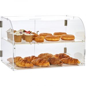 VEVOR Presentoir a Patisserie a 2 Niveaux Vitrine de Boulangerie Transparente en Acrylique Leger Etagere Presentation Patisserie pour Pain