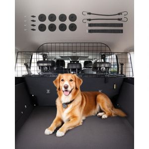 VEVOR Barriere de Voiture pour Chien Reglable 96,8-168,5 cm, Grille Pare-chien en Treillis Metallique pour Siege Arriere, Universel pour Animaux de