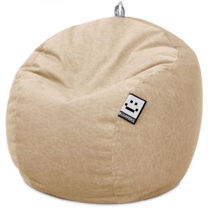 Happers - Pouf Enfant Velours Vintage &Eacute;cru Unique Sable