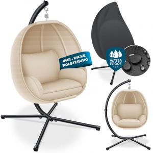 Luxe Fauteuil suspendu avec structure + coussin d'assise moelleux Rembourrage lat&eacute;ral Coussins d'assise et de dossier Panier suspendu Indoor &