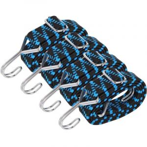 Tendeurs &eacute;lastiques avec crochets, lot de 4 tendeurs &eacute;lastiques r&eacute;glables 1 m Tendeur de corde &eacute;lastique plat pour piscine tente camping bleu.