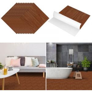 Swanew Dalles de sol pvc adhésives -3 Boites de 33 dalles vinyle auto-adhésives - Couleur bois - ca.3 m²
