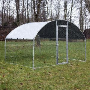 Wiltec Parc enclos XXL pour Petits Animaux domestiques &ndash; 6 x 3 x 2 m &ndash; en Acier &ndash; Cl&ocirc;ture verrouillable avec Toit grillag&eacute; et B&acirc;che &ndash; Cage Lapin