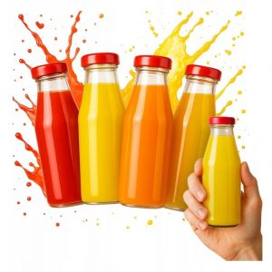 Lot de 100 bouteilles de jus en verre de 200 ml avec bouchon &agrave; vis (0,2 l).