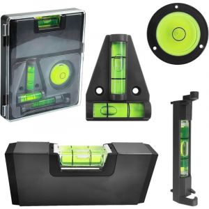 4 Pi&egrave;ces Mini Niveau &agrave; Bulle, Noir Niveau Bulle, Niveau a Bulle Aimant&eacute;, Niveau pour Camping, Petit Niveau a Bulle pour la Construction, la Plomberie