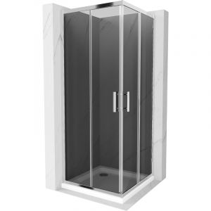 Mexen - Rio cabine de douche carrée 70 x 70 cm, graphite, chrome + receveur plat, blanc - 860-070-070-01-40-4010