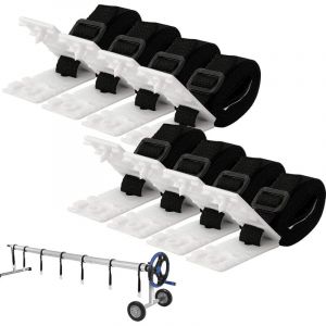 Set De 8 Kit De Fixation pour B&acirc;che Solaire De Piscine, Sangles De Maintien Et Clips De Fixation, Sangles Adh&eacute;sives Nylon Plaques De Fixation Boucles