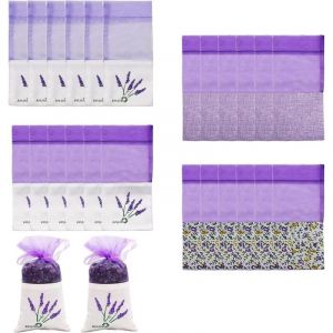 24 Pi&egrave;ces Sacs De LavandeSachet Sacs Vides Coton Violet De Gaze De Cordon,SachetPour LavandeVide,Sachet Lavande Vide,Sachet Lavande,SachetsDe