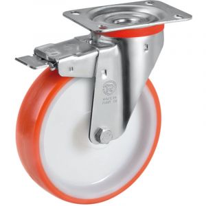 2gt Roues Et Roulettes - Roulette pivotante à frein diamètre 200 mm roue polyuréthane rouge - 300 Kg