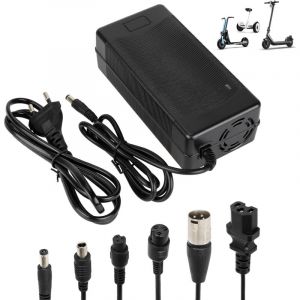Chargeur Trotinette Electrique,54,6V 2A Chargeur Hoverboard, Chargeur Universel pour Batterie Lithium 48V avec 6 Connecteurs,Charge Rapide pour