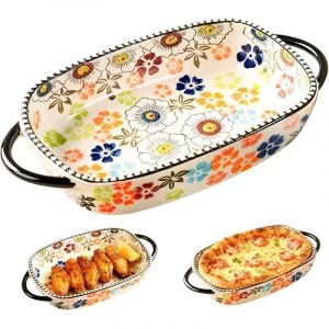 Plat &agrave; gratin en c&eacute;ramique 600ML: Plat rectangulaire de 23,8x13,2x5,2cm avec poign&eacute;es, plat &agrave; four pour lasagnes, plats mijot&eacute;s, tiramisu, r&eacute;sistant