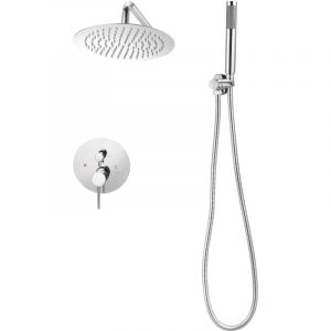 Mophorn Ensemble de robinetterie de douche encastrable, syst&egrave;me de douche avec pommeau de t&ecirc;te rond de 25,4 cm, douchette &agrave; main et kit de garniture,