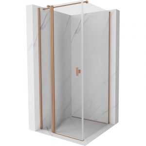 Mexen Mist T cabine de douche battante 90 x 90 cm, transparent, cuivre bross&eacute; - 8A4T-090-090-65-00