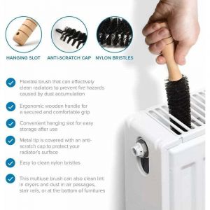 Brosse Radiateur Multi-Fonction et Flexible - Plumeau Radiateur Poils Longs et Fins - Manche en Bois - Gagnez en efficacit&eacute; et r&eacute;duisez Votre Facture