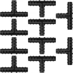 Lot de 10 raccords de tuyau en T 16 mm (1/2"), en plastique noir, pour tuyau d'irrigation goutte &agrave; th&eacute;, accessoires d'irrigation goutte &agrave; goutte