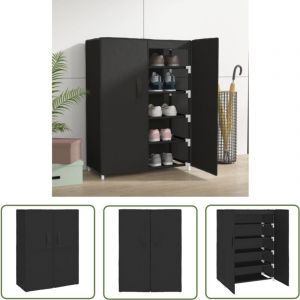 The Living Store Armoire &agrave; chaussures Noir 60x28x90 cm Tissu - Meuble Range Chaussure - Armoire Chaussure - Rangement Chaussures - &Eacute;tag&egrave;re Chaussure