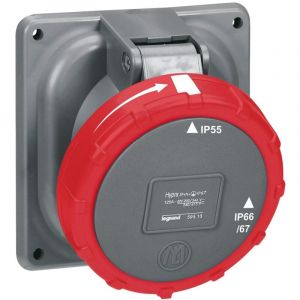 prise tableau 125 ampères 3p+n+t ip55 rouge - legrand hypra 59513