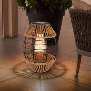 Lanterne solaire solaire pour extérieur sur pied décoration de jardin décoration balcon lampes solaires jardin chanvre, à suspendre ou à poser, led