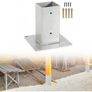 4x Pied de poteau carré Pergola Pied de poteau Support Pied à fixer pour poteau Pied de poteau 80x80mm - Swanew