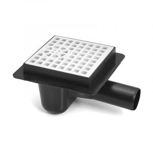 Karmat - Drain de sol plastique d'&eacute;gout grille blanche de motif carr&eacute; diam&egrave;tre tuyau 50mm