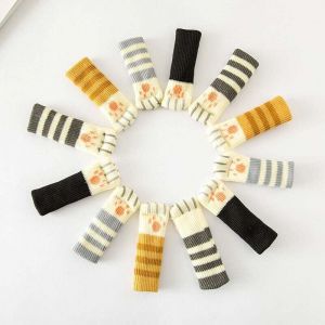 16Pièces Chaussette Chaise, Élastique Chaussette pour Chaise, Tricotage Protection Pied de Chaise, Mignonne Patte de Chat Chaussette de Chaise pour