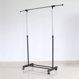 Portant &agrave; V&ecirc;tements avec Roulettes Mobile T&eacute;lescopique en Acier inoxydable Hauteur et Largeur R&eacute;glables Portant Penderie &agrave; v&ecirc;tement