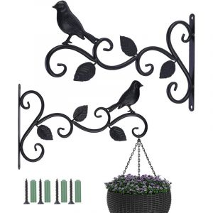 2 Pi&egrave;ces Support Crochet Plante, Suspension Mural Crochet Plante, Support Plante Mural Balcon, Support &agrave; Crochet Mural Fer Pot Fleurs, pour Pots de