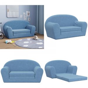 Canap&eacute;-lit pour enfants 2 places bleu peluche douce - Canap&eacute; Lit Enfant - Canap&eacute; B&eacute;b&eacute; - Mobilier Enfant - Meuble Chambre Enfant - Fauteuil Enfant