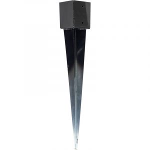 Support pour poteau pointu avec rev&ecirc;tement noir 9.1 x 9.1 x 90 cm