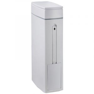Poubelle de salle de bain, 10 x 20 x 43 cm, 4,5 L, poubelle de salle de bain &eacute;troite avec porte-brosse WC, ouverture au pied, poubelle rectangulaire