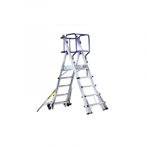 Matisère - Escabeau pirl 5 marches télescopique - Hauteur max. de travail 3.75m - Longueur pliée 2,54m - SVE-SFLYT05