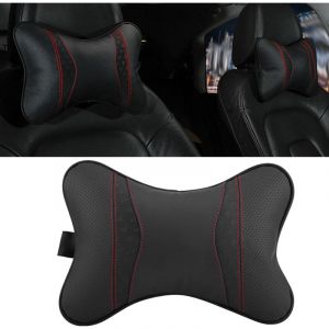 Coussin de si&egrave;ge de voiture en cuir pour accessoires automobiles, appui-t&ecirc;te, repose-t&ecirc;te, coussin de soutien pour le cou, noir