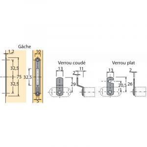 Serrure de meuble à levier à cylindre en kit - Prestige 2000 pour cylindre interchangeable Z23 Ø18 Lehmann