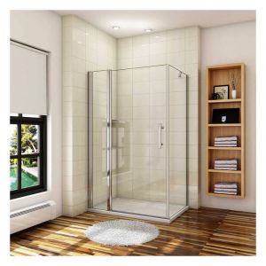 Aica Sanitaire - aica Cabine de douche 120x70x187cm porte de douche pivotante avec 1 élément fixe et une paroi latérale