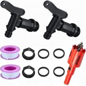 2 Pi&egrave;ces Robinet Cuve Plastique, 3/4 Robinet de Cuve Eau de Pluie, Robinets de Rechange en Plastique pour Citerne de Pluie pour R&eacute;servoir