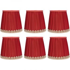 Petit abat-jour en tissu rouge vin bord dor&eacute;, pour lustre de Table E14, applique murale - Eosnow