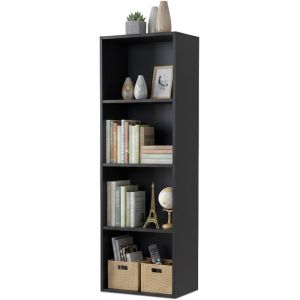 &Eacute;tag&egrave;re Relaxdays, H x L x P: 106 x 32 x 24 cm, 4 cases, &eacute;tag&egrave;re cube ouverte pour salon, noir