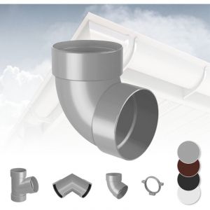 Syst&egrave;me de goutti&egrave;re - PVC plastique de 90 mm, s&eacute;lection de composants - RainWay 90: gris, Coude de tuyau 87&deg; double