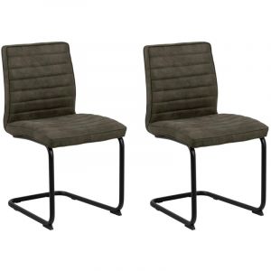 Zola Chaise de salle &agrave; manger, chaise luge, vert olive, noir.