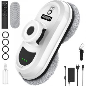 Robot Nettoyeur de Vitre, 5600pa Robot Laveur de Vitre Automatique, 3 Modes de Nettoyage, Navigation Intelligente, T&eacute;l&eacute;commande et 10 Chiffons, Robot