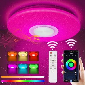 EINFEBEN Plafonnier LED 36W Changement de couleur Salon Dimmable Plafonnier Bluetooth Musique - Blanc