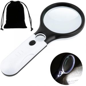 Loupe de Lecture éclairée,Loupe 10X 30X,Loupe Grossissante à Main,Loupe Eclairante,Loupe Lumineuse pour journaux,Lecture, Bijoux, Seniors, Malvoyant,