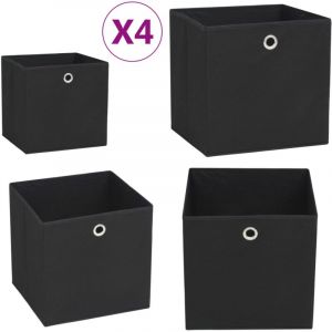 Vidaxl - Boîtes de rangement 4 pcs Tissu intissé 28x28x28 cm Noir - boîte de rangement - boîtes de rangement - Home & Living - Noir