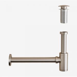 Ensemble de siphon d'évier et robinet de vidange Bibur en inox pour évier Orveta type Click-Clack SKLUM Gris brossé