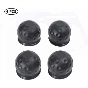 4 x 50 mm Cache Boule Attelage, Barre De Remorquage Boule Attelage Caoutchouc Noir, Capuchon De Protection De Boule D'attache Remorque, Protège Boule