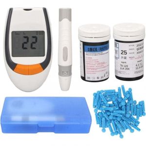 Kit Moniteur Glyc&eacute;mie 50 Bandelettes Test 50 Lancettes Diab&egrave;te Haute Pr&eacute;cision Unit&eacute; mmol/L Non Commutable mg/dL